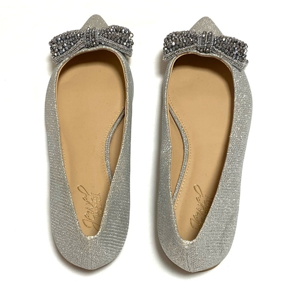 Jewel Badgley Mischka Zanna Silver bow flat - Picture 2 of 4